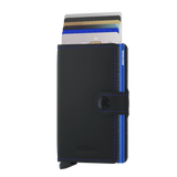 Secrid Miniwallet Matte 10 cm in black-blue mit Schiebemechanismus für Kreditkarten