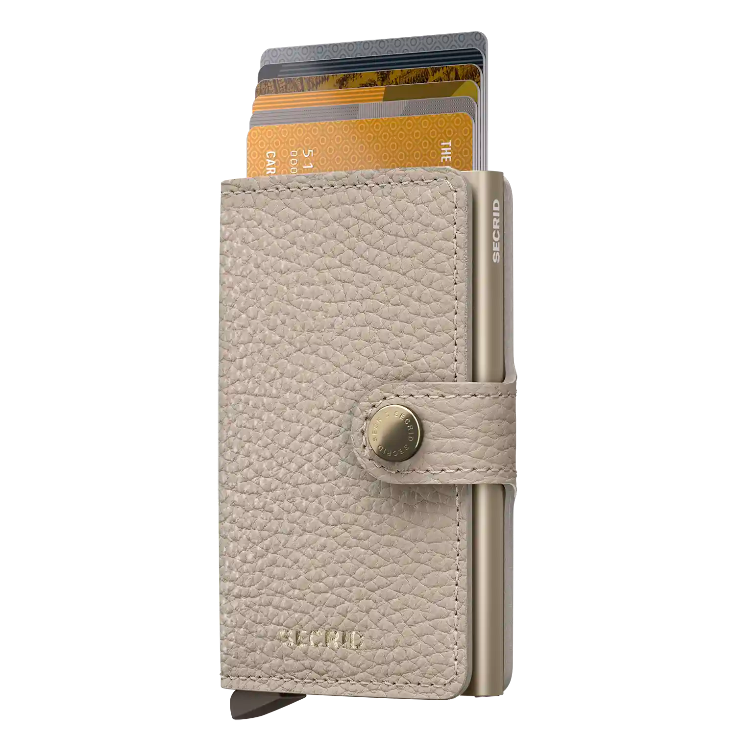 Secrid Miniwallet Pebble Latte - RFID-Schutz mit ausgeschobenen Karten