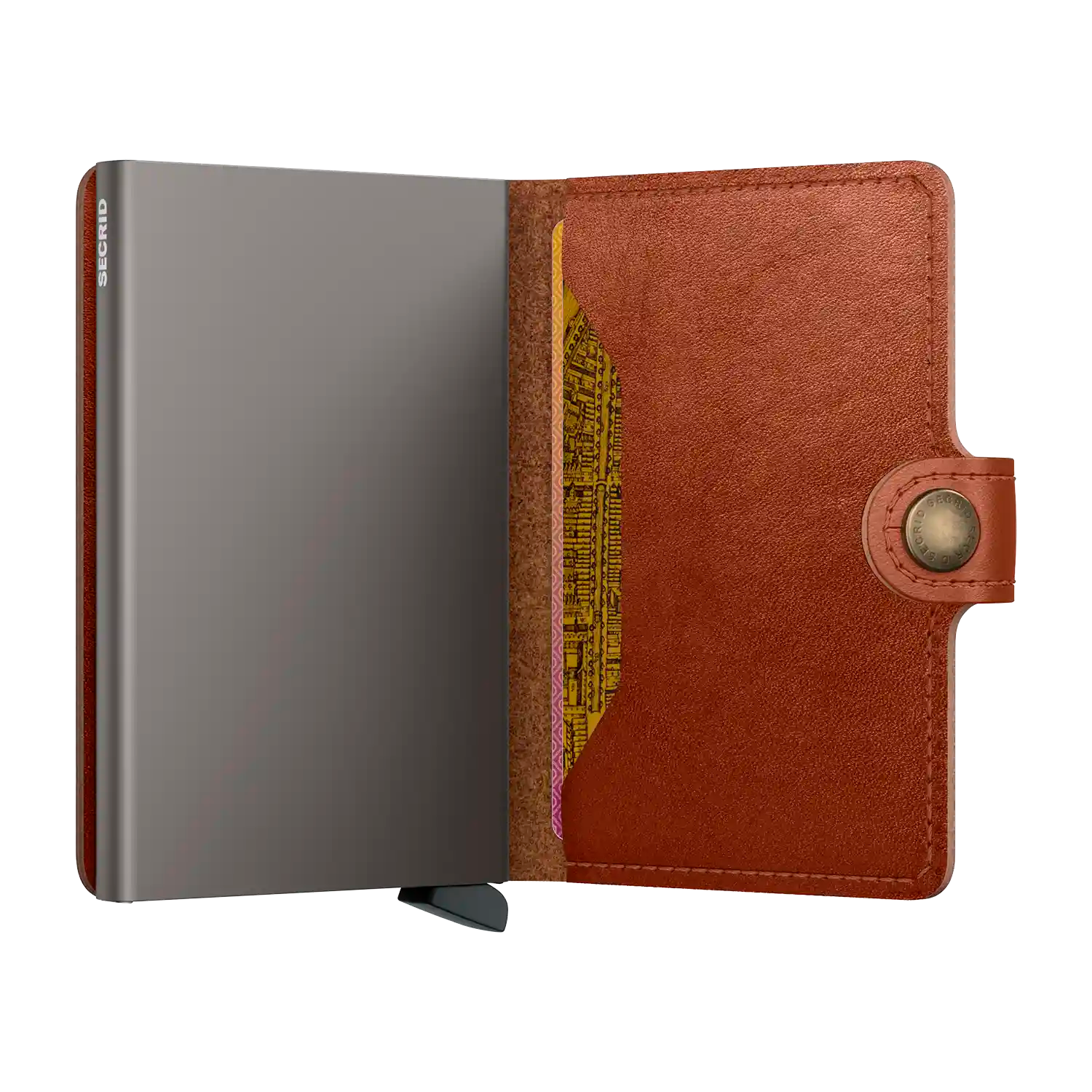 Secrid Miniwallet Texano Saddle geöffnet - Kompakte Geldbörse mit Kartenfach