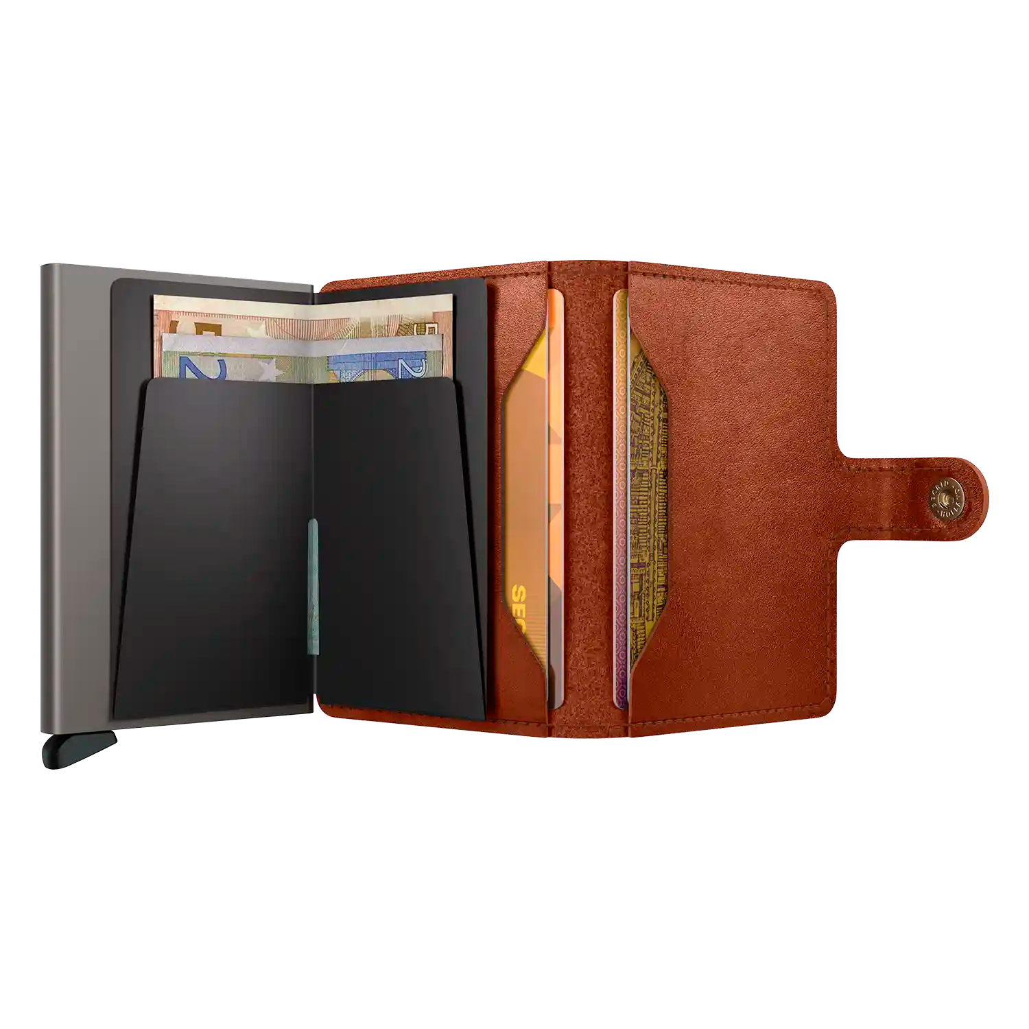 Secrid Miniwallet Texano Saddle geöffnet - Kompakte Geldbörse mit Scheinfach