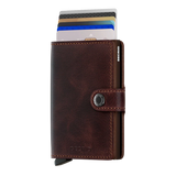 Secrid Miniwallet Vintage 10 cm in chocolate mit Schiebemechanismus und RFID-Schutz