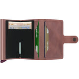 Innenansicht des Secrid Miniwallet Vintage in Mauve mit Geldklammer und Kreditkartenfächern