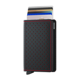 Secrid Slimwallet Perforated in Black-Red mit Schiebemechanismus für Kreditkarten
