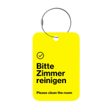 Frontansicht Tag-It Gepäckanhänger 9 cm - Bitte Zimmer Reinigen - Gelb