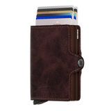 Secrid Twinwallet Vintage in chocolate mit Schiebemechanismus und RFID-Schutz
