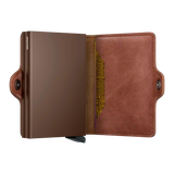 Secrid Twinwallet Vintage Cognac-Brown geöffnet mit Kartenfächern