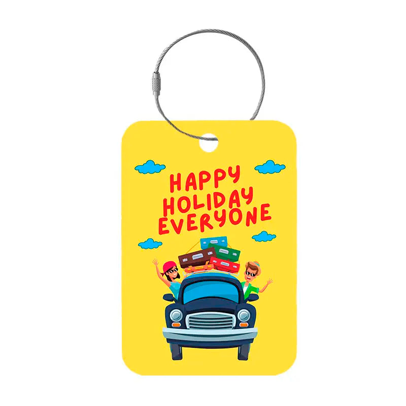 Frontansicht Tag-It Gepäckanhänger 9 cm - Happy Holiday - Gelb