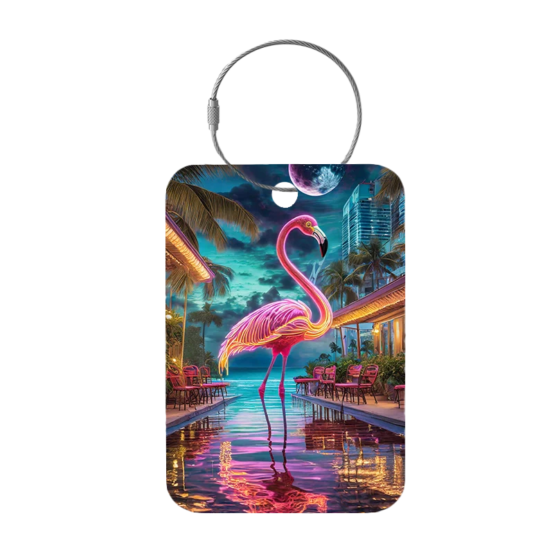 Frontansicht Tag-It Gepäckanhänger 9 cm - Flamingo - Bunt