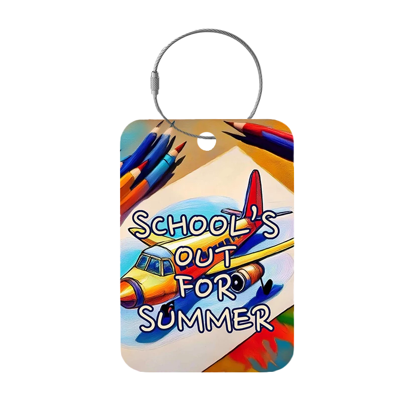 Frontansicht Tag-It Gepäckanhänger 9 cm - Schools Out - Bunt