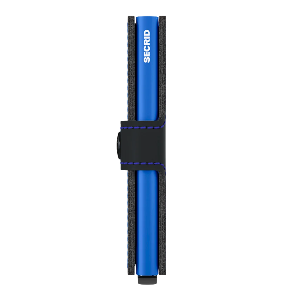 Ultra schmales Design beim Secrid Miniwallet Matte 10 cm in black-blue