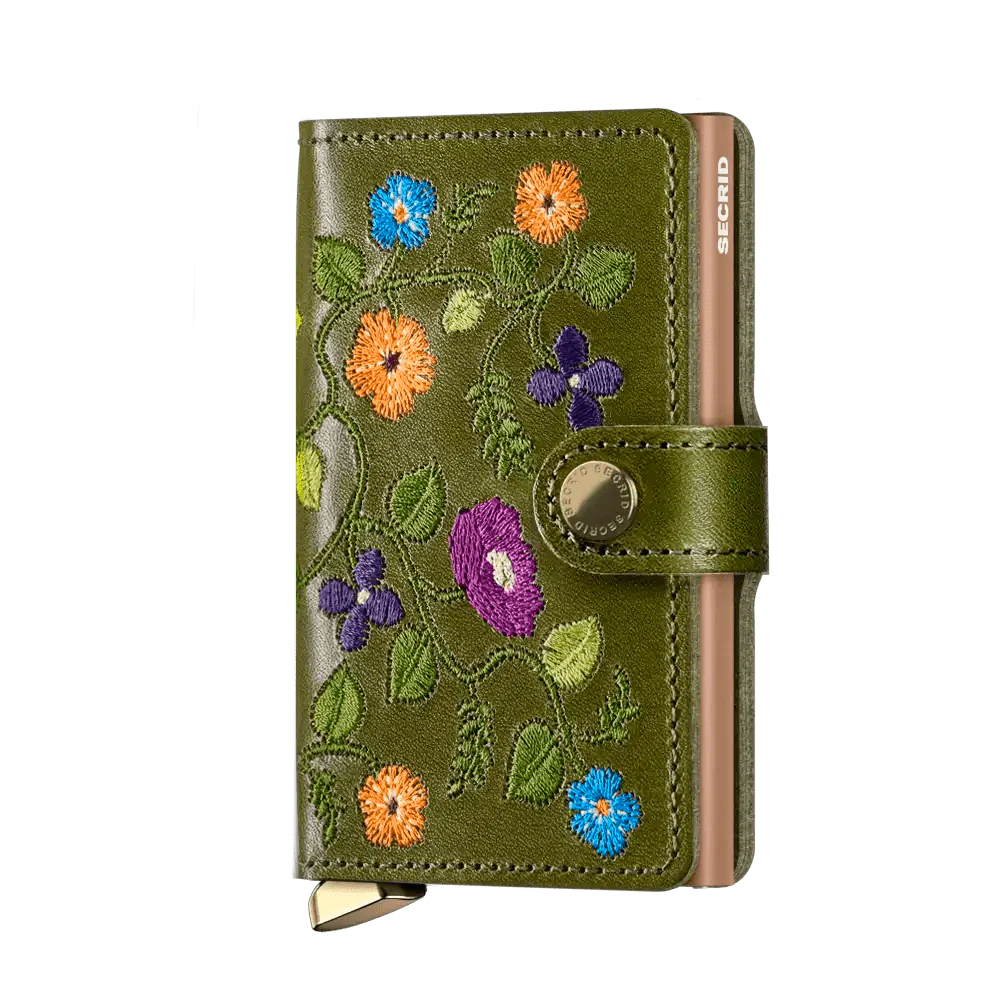 Secrid Premium Kollektion Miniwallet Stitch Floral 10 cm - Olive Secrid - koffer - direkt.de
