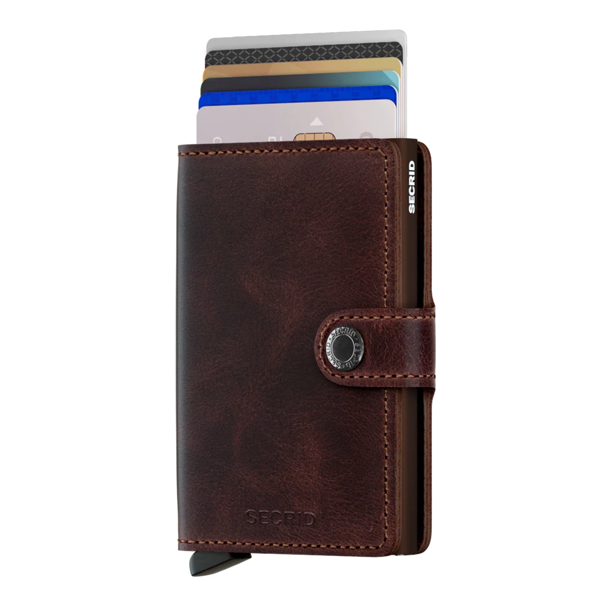 Secrid Miniwallet Vintage 10 cm in chocolate mit Schiebemechanismus und RFID-Schutz