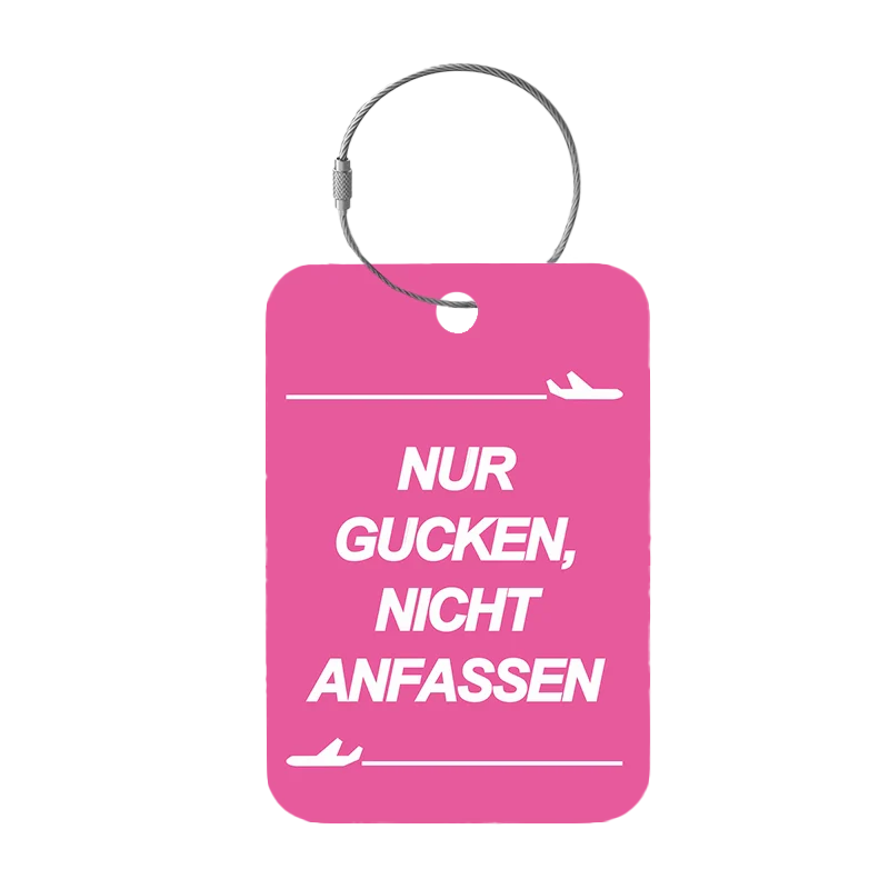 Frontansicht Tag-It Gepäckanhänger 9 cm - Nur gucken nicht - Pink