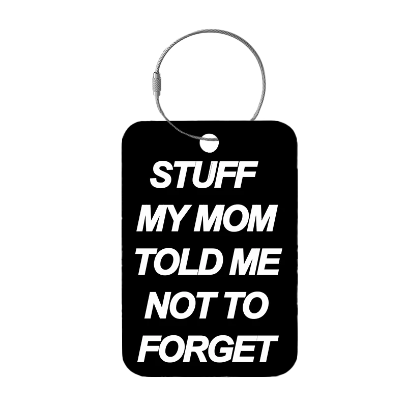 Frontansicht Tag-It Gepäckanhänger 9 cm - Stuff My Mom - Schwarz