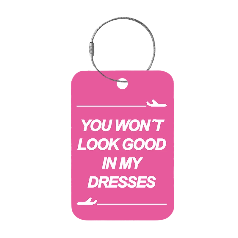 Frontansicht Tag-It Gepäckanhänger 9 cm - You Won't look Dresses - Pink