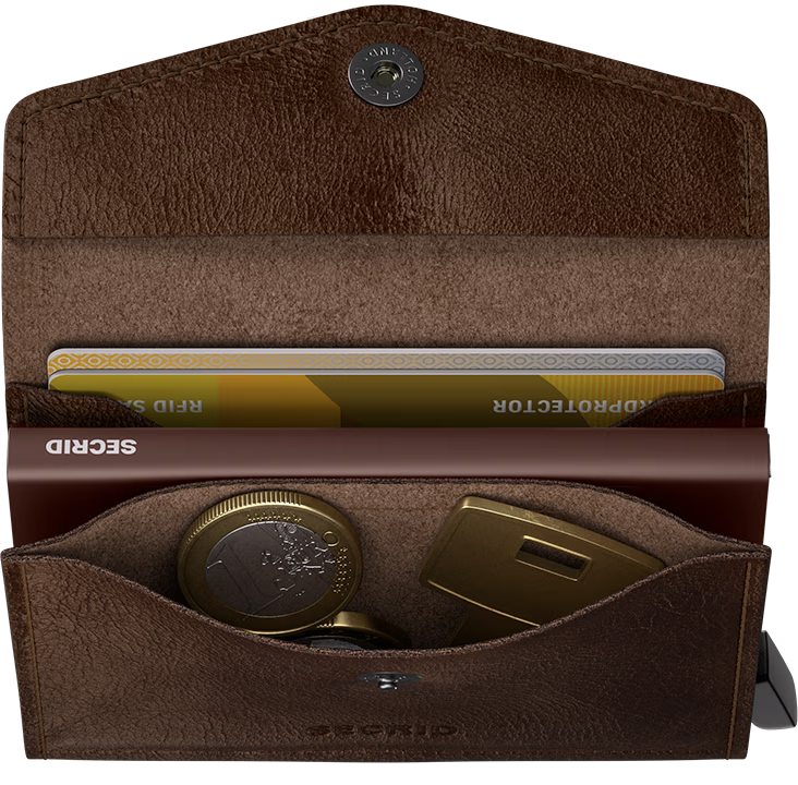 Münzfach bei der Secrid Envelope Wallet Vintage in Chocolate